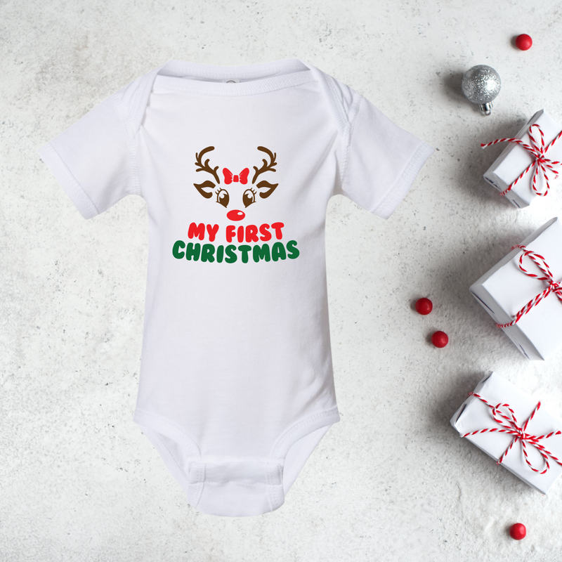 My 1st Christmas - Girl Baby Bodysuit - Christmas Baby Girl outfit