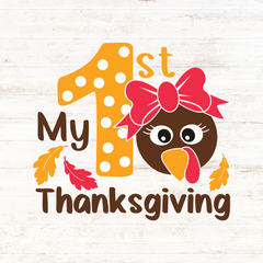 My 1st Thanksgiving - Girl Baby Bodysuit - Thanksgiving Baby Girl outfit