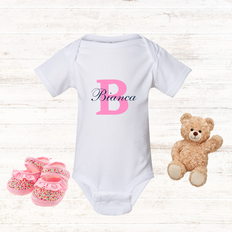 Personalized Name Baby Bodysuit - White